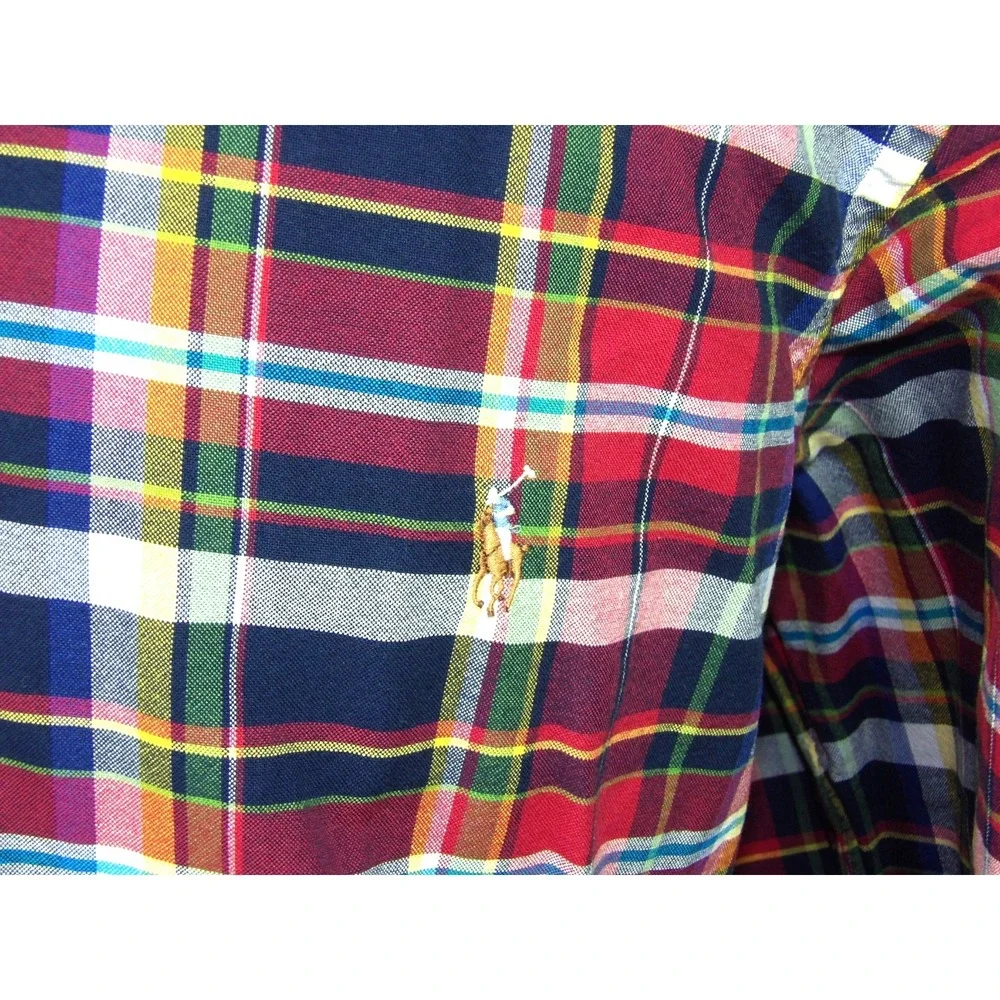 Polo Ralph Lauren Long Sleeved 100% Cotton Plaid Button Up‎ Shirt Men's XL Big